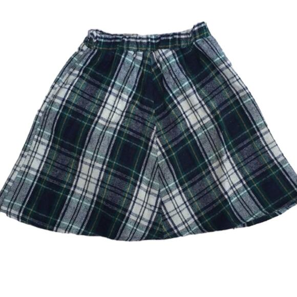 Vintage Green and White Plaid wool blend skirt size 5 - Picture 2 of 6